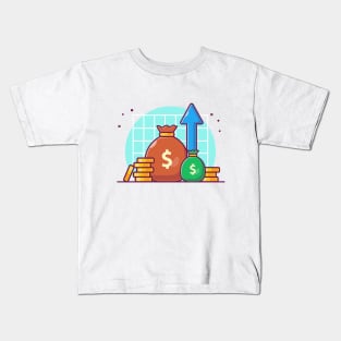 Stack and sack of money cartoon Kids T-Shirt